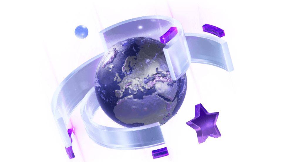 Планета с объёмными абстрактными фигурами