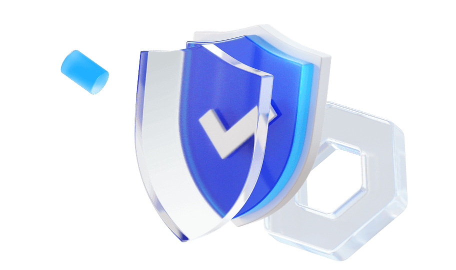 Объемный щит с иконкой галочки в центре